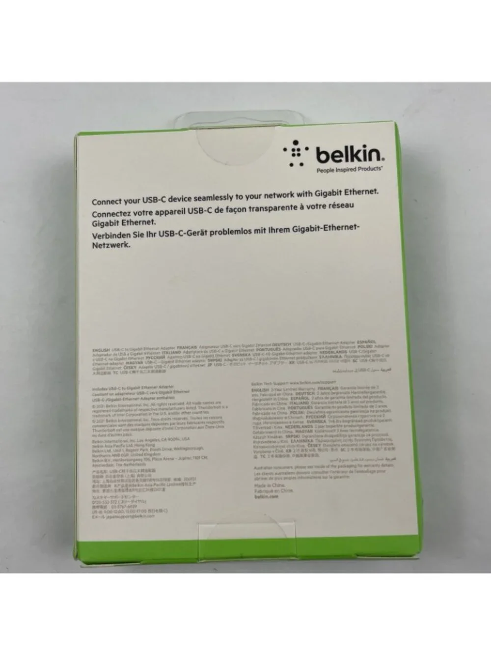 Authentic Belkin USB-C to Ethernet (1000 Mbps) Black - USB-C to Gigabit Adapter